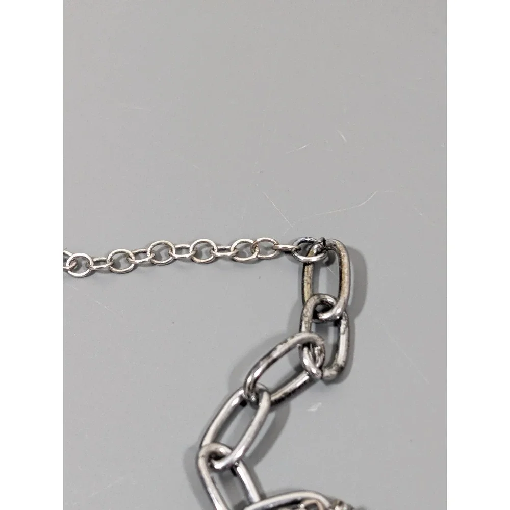Layered Gray Beaded Statement Necklace‎ Silver Tone Multi Strand Bib 20